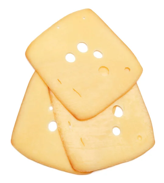 Schweizer Käse oder Cheddar auf weißem Hintergrund — Stockfoto