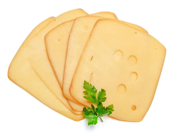 Schweizer Käse oder Cheddar auf weißem Hintergrund — Stockfoto