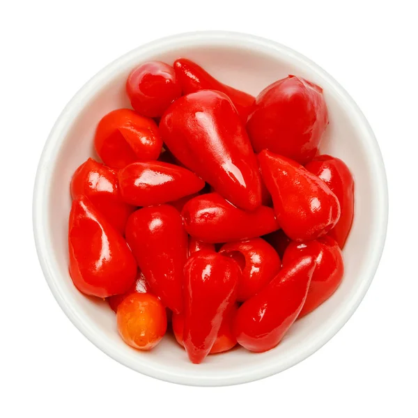 Konzervované zeleniny - marinovaná paprika na bílém pozadí — Stock fotografie