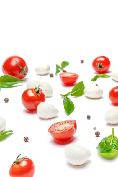 Queijo mozzarella italiano e tomate. Salada Caprese ingridients — Fotografia de Stock