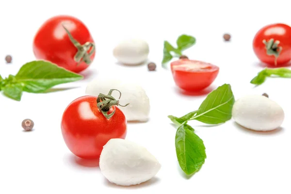 Italiensk mozzarellaost och tomater. Caprese sallad ingredienser — Stockfoto