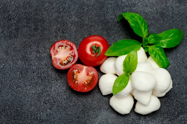 Italiensk mozzarellaost och tomater. Caprese sallad ingredienser — Stockfoto