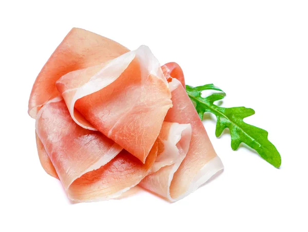 Crudo de jamón italiano o jamón español. Jamón crudo sobre fondo blanco . —  Fotos de Stock