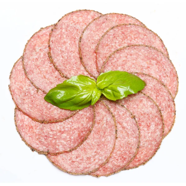 Italiaanse Salami saugage op witte achtergrond — Stockfoto