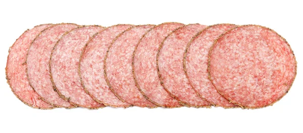 Italiaanse Salami saugage op witte achtergrond — Stockfoto