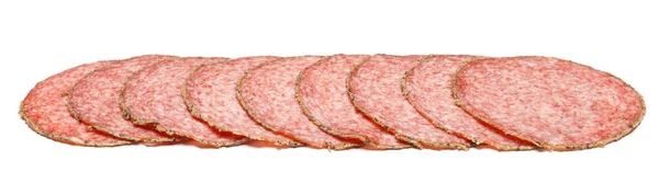 Italiaanse Salami saugage op witte achtergrond — Stockfoto