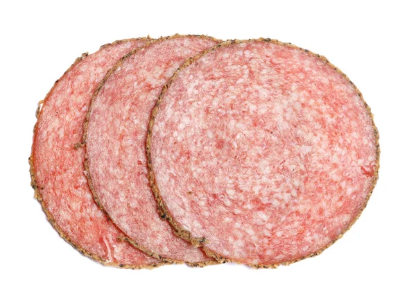 Italiaanse Salami saugage op witte achtergrond — Stockfoto