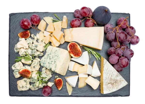 Fatia de queijo francês Roquefort com figos — Fotografia de Stock