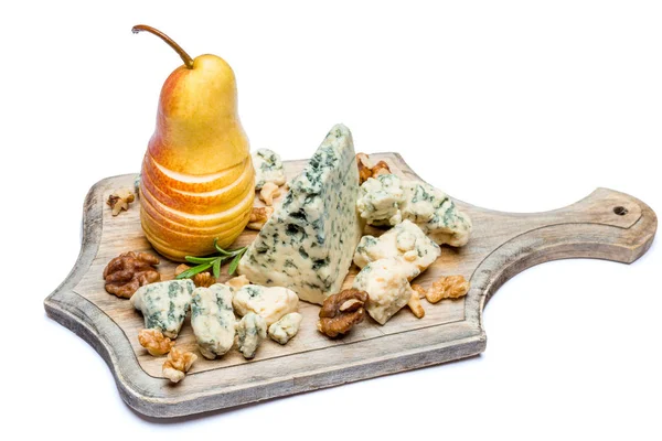 Кусок французского Рокфора с сыром и грушей — стоковое фото