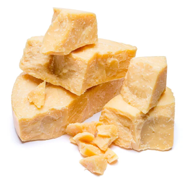 Pedaços de queijo parmesão ou parmigiano — Fotografia de Stock