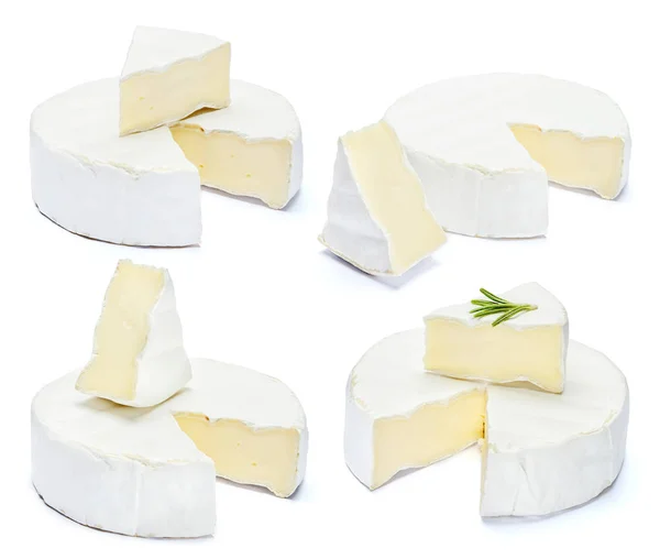 Uppsättning rund brie eller camambert ost på en vit bakgrund — Stockfoto