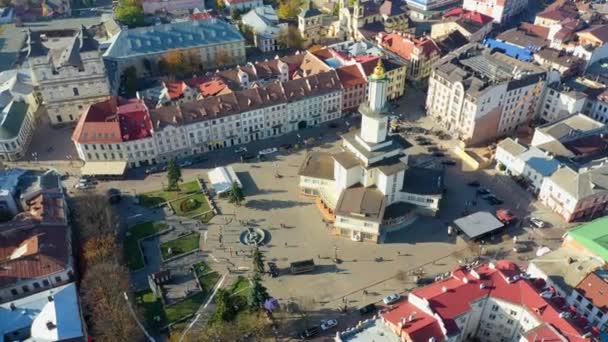 无人机视频-伊凡诺-弗兰基夫斯克市历史中心的空中景观 — 图库视频影像