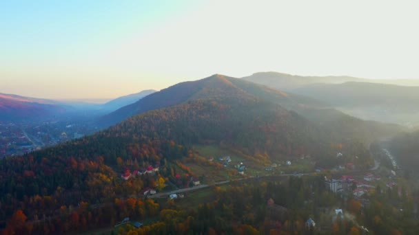 Aerial Drone video flying over Carpathians mountains, Ukraine, Europe — ストック動画