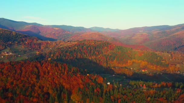 Aerial Drone video flying over Carpathians mountains, Ukraine, Europe — ストック動画