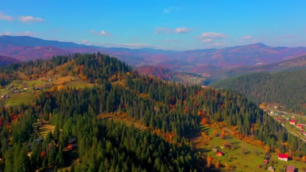 Aerial Drone video flying over Carpathians mountains, Ukraine, Europe — Stock Video