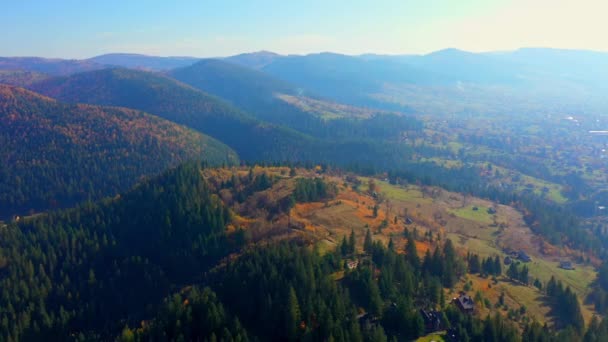 Aerial Drone video flying over Carpathians mountains, Ukraine, Europe — ストック動画