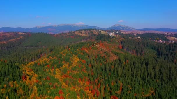 Luchtfoto drone video vliegen over Karpaten bergen, Oekraïne, Europa — Stockvideo