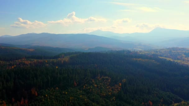 Luchtfoto drone video vliegen over Karpaten bergen, Oekraïne, Europa — Stockvideo