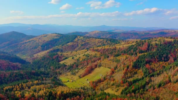 Aerial Drone video sorvolando le montagne dei Carpazi, Ucraina, Europa — Video Stock