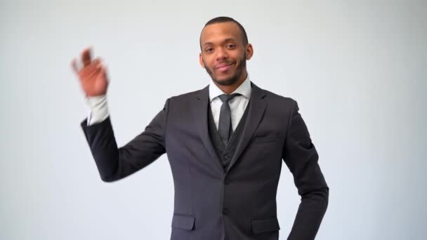 Professional african-american business man - showing ok sign — Stock Video