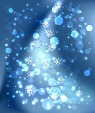 Kar tanesi, parlak yıldız ve Böke Noel arka plan