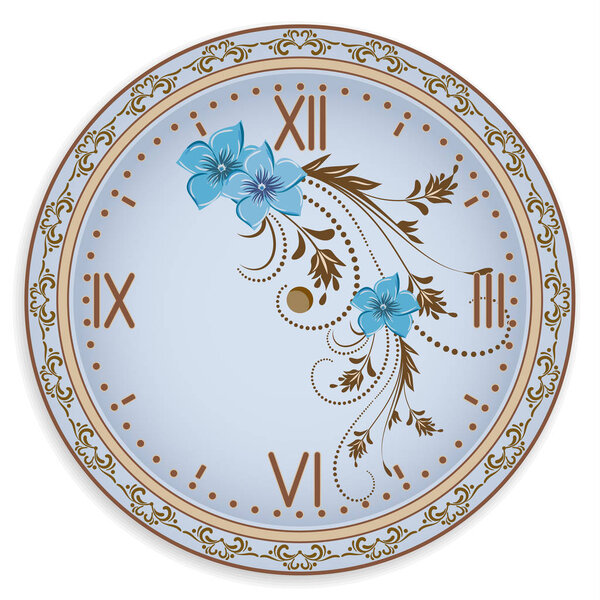 Часы с орнаментом из цветов
 