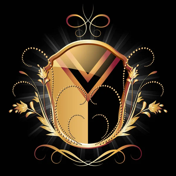 Escudo heráldico ornamentado ornamento dourado — Vetor de Stock
