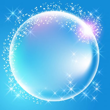 Küre parlak havai fişek ve yıldızlar ile çevrili