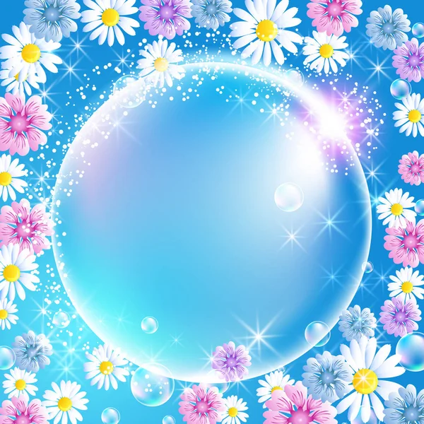 Esfera rodeada de flores — Vector de stock
