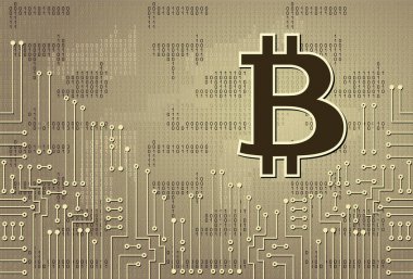 Sanal para bitcoin elektronik devre arka plan ve ikili