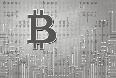 Sanal para bitcoin elektronik devre arka plan ve ikili