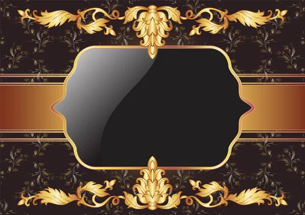 Orné décoré avec fond d'ornement doré avec motif en — Image vectorielle