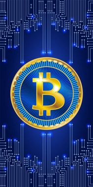 Elektronik devre zemin üzerine altın ethereum para bitcoin