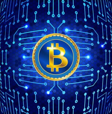 Elektronik devre zemin üzerine altın ethereum para bitcoin
