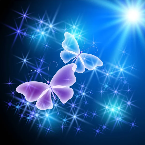 Transparent magic butterflies — Stock Vector