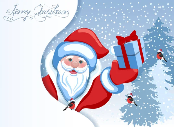 サンタ クロースと広告の雪の吹きだまりの形態のポスター — ストックベクタ