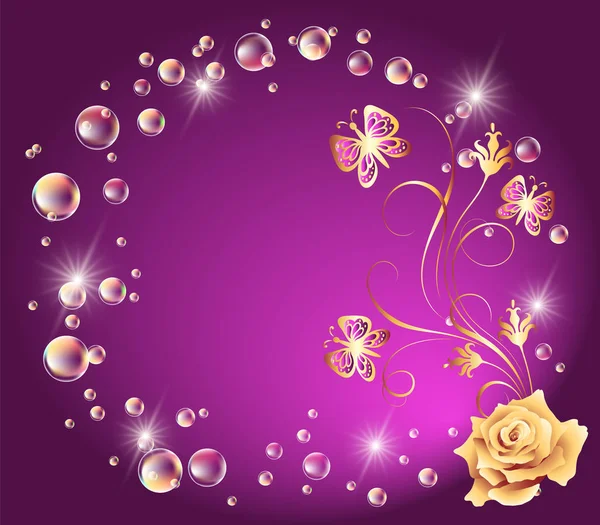 Rose, étoile et bulles — Image vectorielle