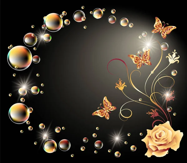 玫瑰、 星级和泡沫 — 图库矢量图片