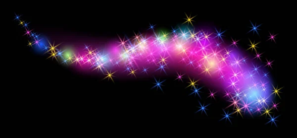 Glowing wave line with sparkle stars — Stock Vector