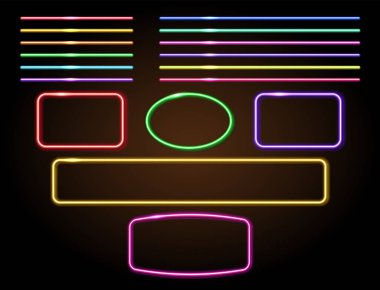 Neon çerçeveleri ve dekorasyon tabela için aydınlık satırları ayarla