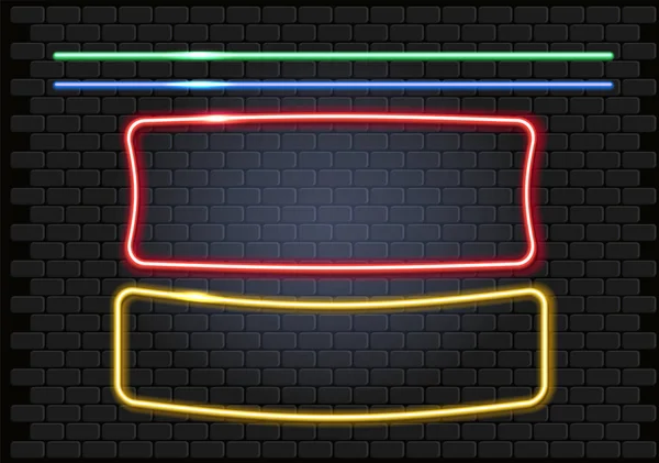 Imposta cornici al neon e linee luminose per cartelli decorativi — Vettoriale Stock