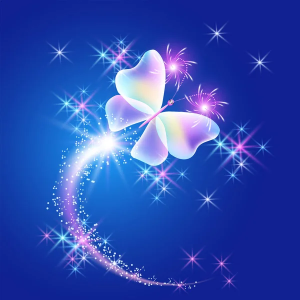 透明蝴蝶与星星 — 图库矢量图片