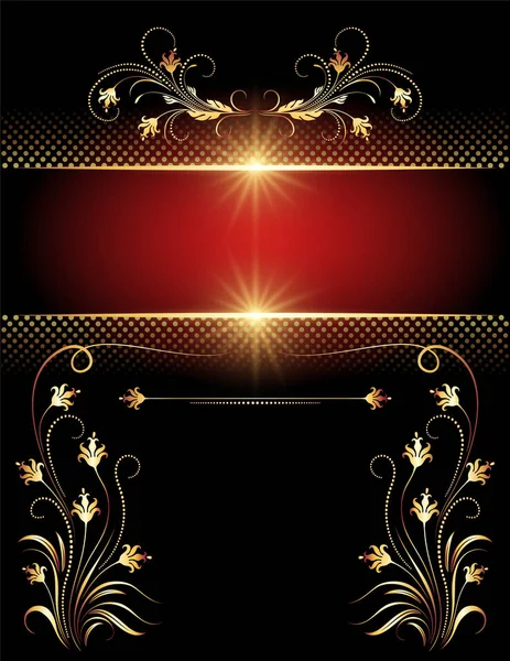 Background with stars and golden ornament — Stock Vector