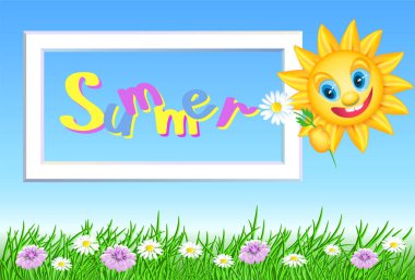 Daisy ve beyaz çerçeve ile komik güneş