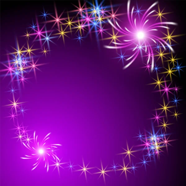 Salute and firework with sparkle stars — Stock Vector