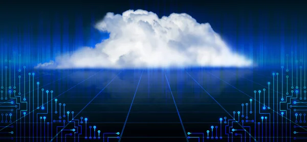 Circuito Eletrônico Com Nuvem Digital Para Armazenamento Dados Meios Mistos — Fotografia de Stock
