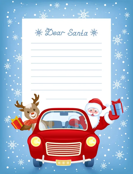 Carta de layout com lista de desejos de Natal para Papai Noel e vermelho vi — Vetor de Stock