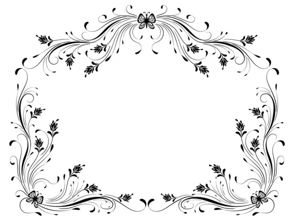 Decorative vintage frame with floral ornament and butterflies  i — Stock Vector