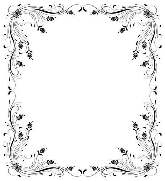 Decorative vintage frame with floral ornament and butterflies  i — Stock Vector