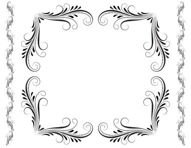 Dekoratif vintage çerçeve, beyaz arkaplanda izole edilmiş retro tarzıyla kenarı süslenmiş çiçek süsü.